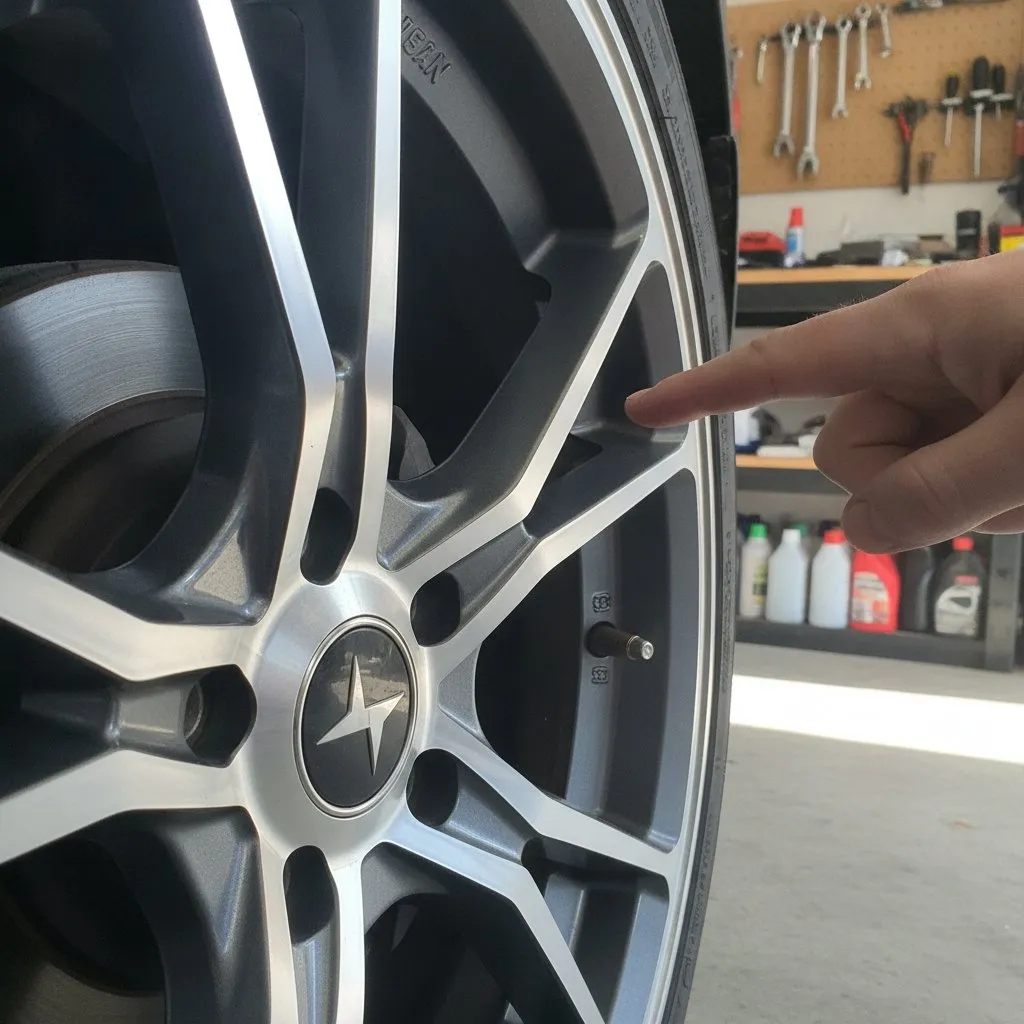 Close-up inspection of non-original rims