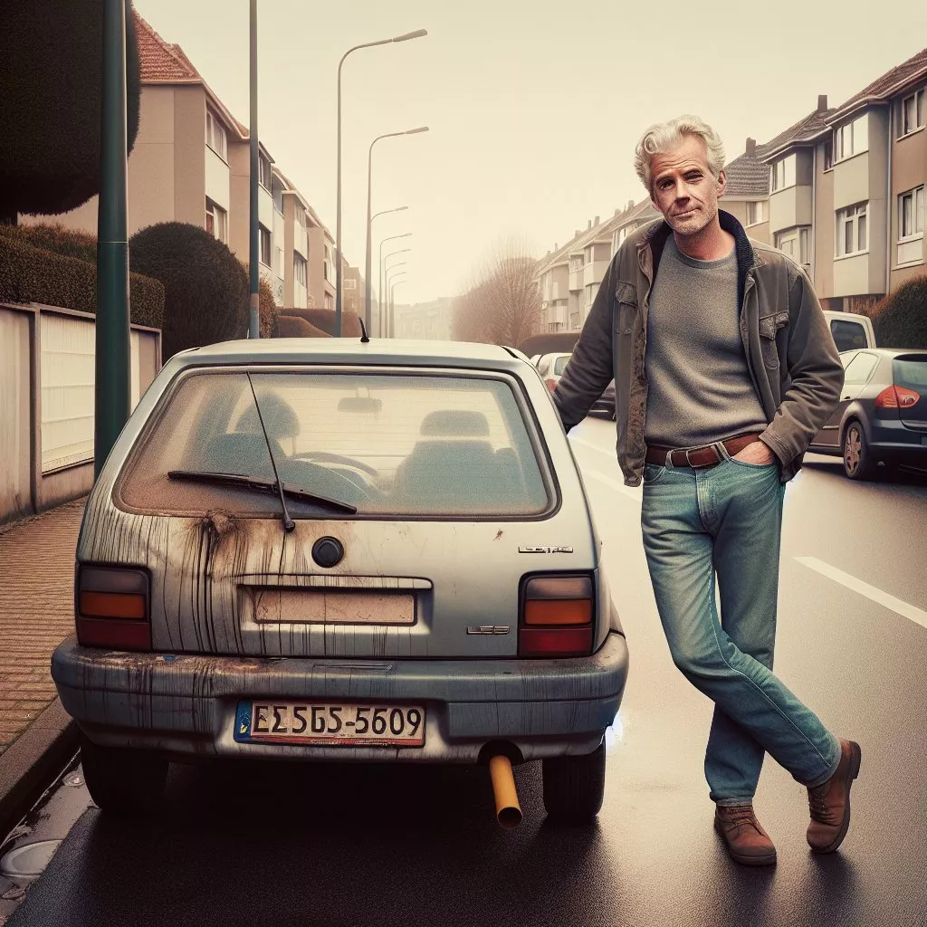 Auto met zichtbare schade (deuk of kras)
