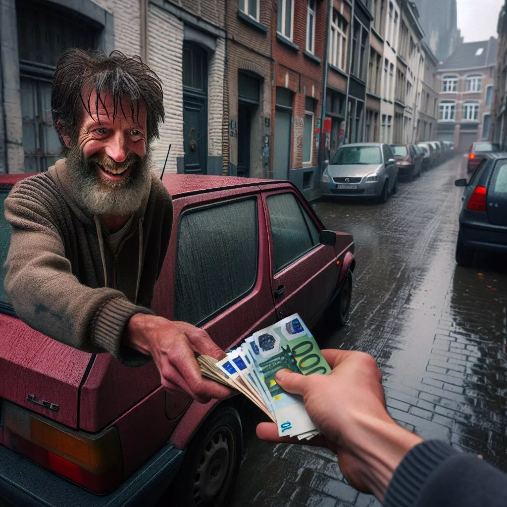 Blije klant die geld overhandigd krijgt